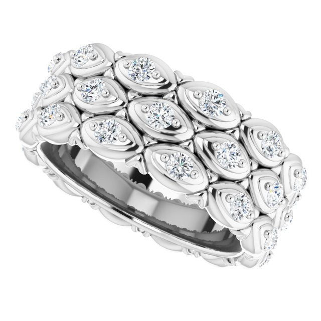 1.08 ct. Round Diamond Eternity Band Triple Row Diamond Ring-VIRABYANI