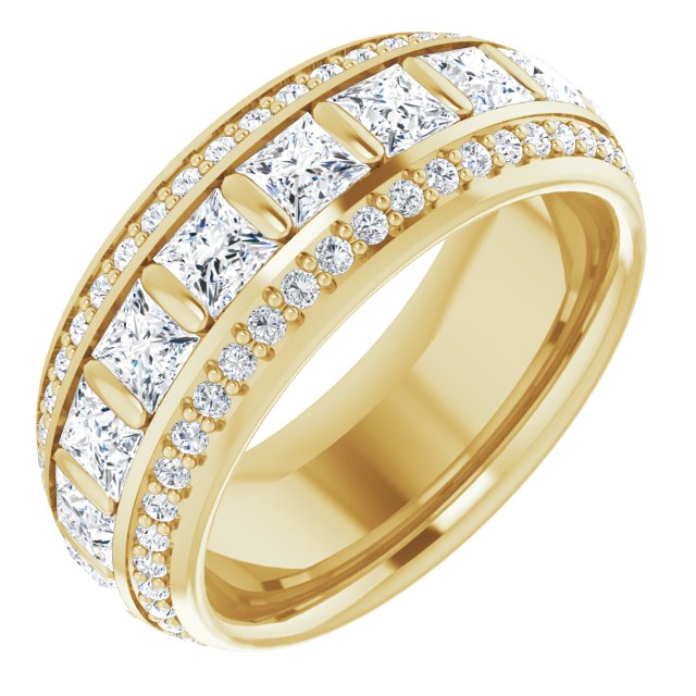 2.73 ct. Princess & Round Triple Row Diamond Eternity Band-VIRABYANI