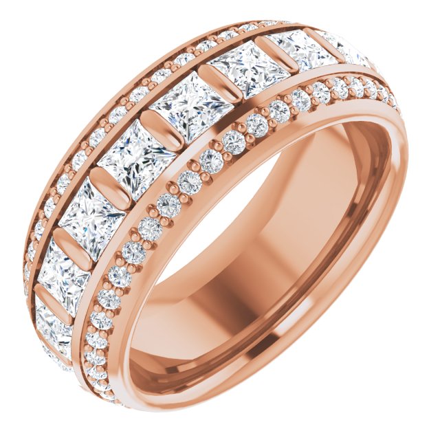 2.73 ct. Princess & Round Triple Row Diamond Eternity Band-VIRABYANI