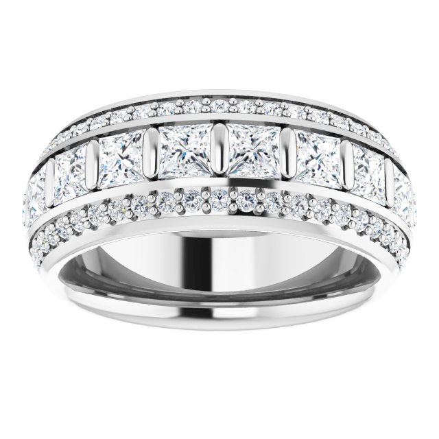 2.73 ct. Princess & Round Triple Row Diamond Eternity Band-VIRABYANI
