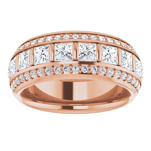 2.73 ct. Princess & Round Triple Row Diamond Eternity Band-VIRABYANI