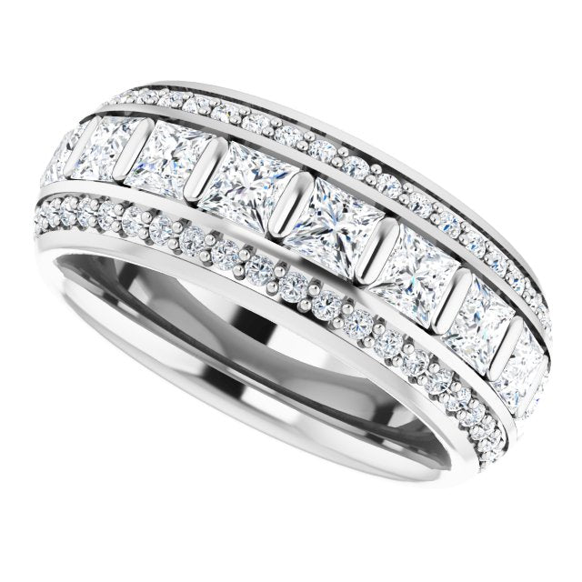 2.73 ct. Princess & Round Triple Row Diamond Eternity Band-VIRABYANI