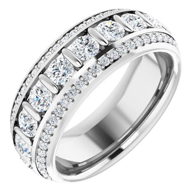 2.17 ct. Round Diamond Eternity Band Triple Row Diamond Ring-VIRABYANI