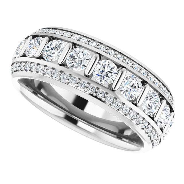 2.17 ct. Round Diamond Eternity Band Triple Row Diamond Ring-VIRABYANI