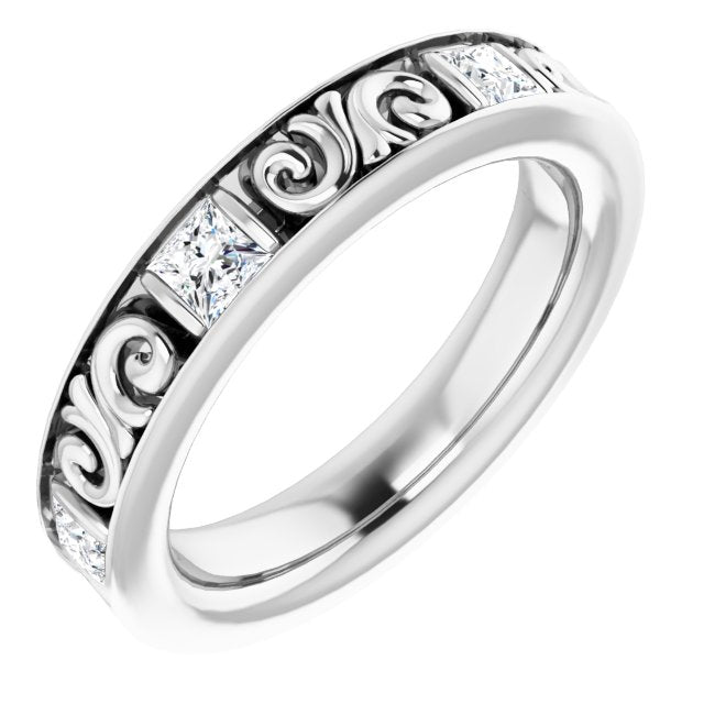 1.08 ct. Princess Diamond Eternity Band Vintage Inspired Ring-VIRABYANI