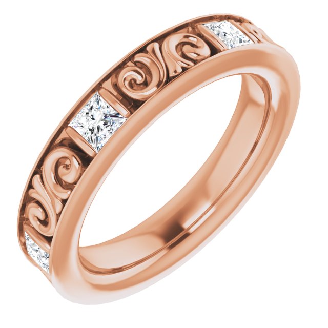 1.08 ct. Princess Diamond Eternity Band Vintage Inspired Ring-VIRABYANI