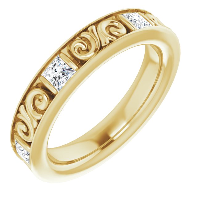 1.08 ct. Princess Diamond Eternity Band Vintage Inspired Ring-VIRABYANI