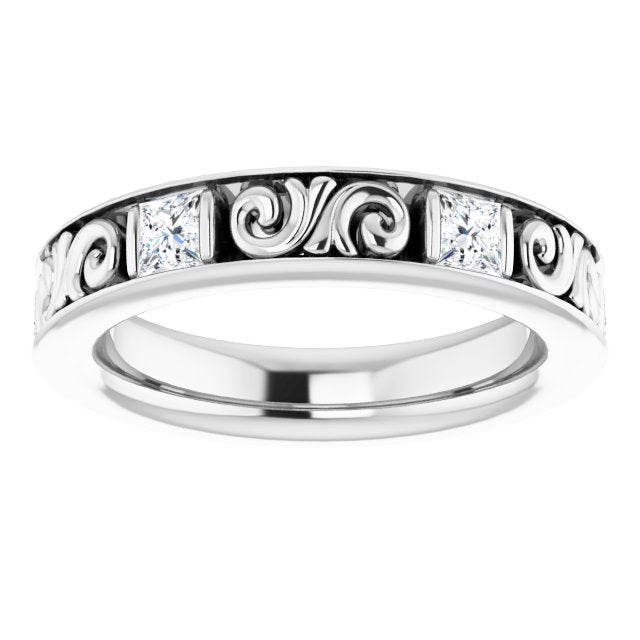 1.08 ct. Princess Diamond Eternity Band Vintage Inspired Ring-VIRABYANI