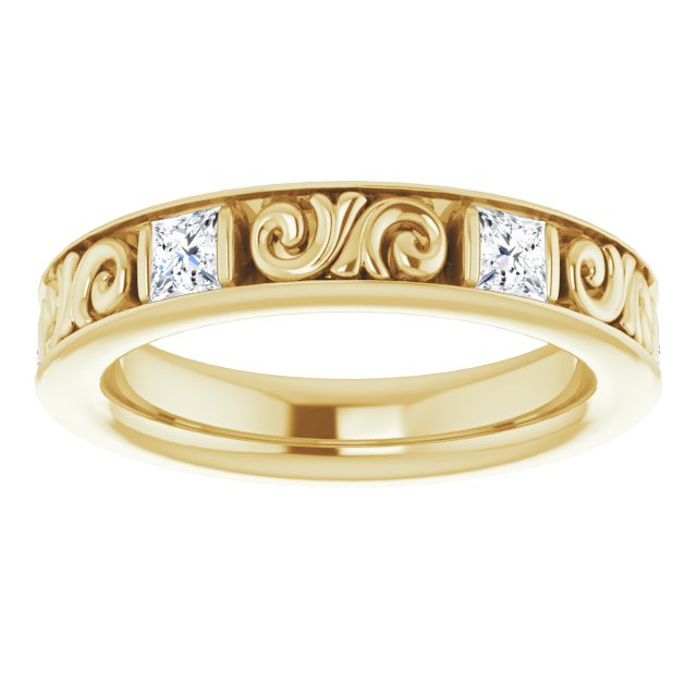 1.08 ct. Princess Diamond Eternity Band Vintage Inspired Ring-VIRABYANI