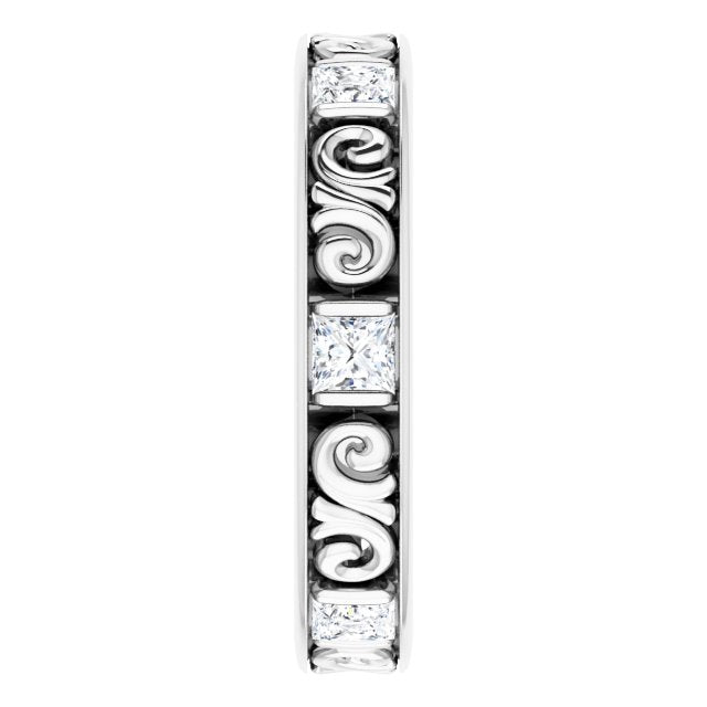 1.08 ct. Princess Diamond Eternity Band Vintage Inspired Ring-VIRABYANI