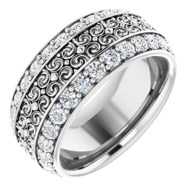1.68 ct. Round Diamond Eternity Band Double Row Diamond Wide Ring-VIRABYANI