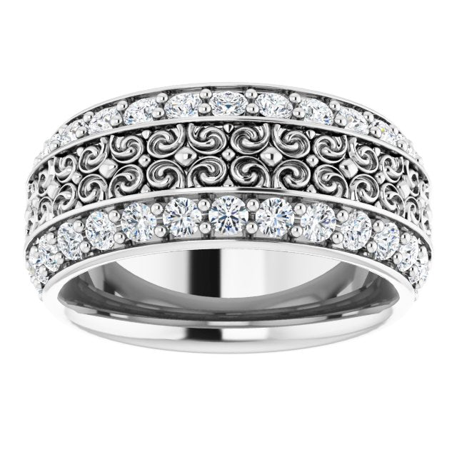1.68 ct. Round Diamond Eternity Band Double Row Diamond Wide Ring-VIRABYANI
