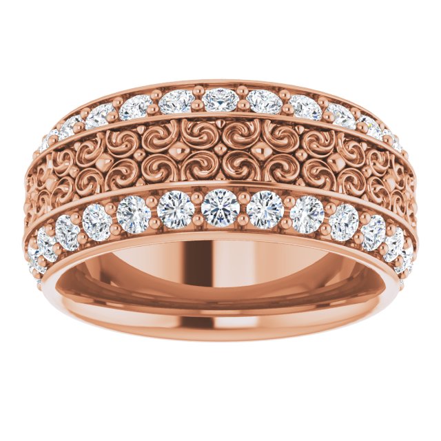 1.68 ct. Round Diamond Eternity Band Double Row Diamond Wide Ring-VIRABYANI