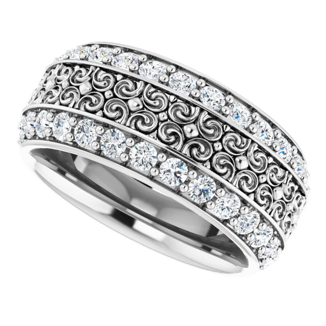1.68 ct. Round Diamond Eternity Band Double Row Diamond Wide Ring-VIRABYANI