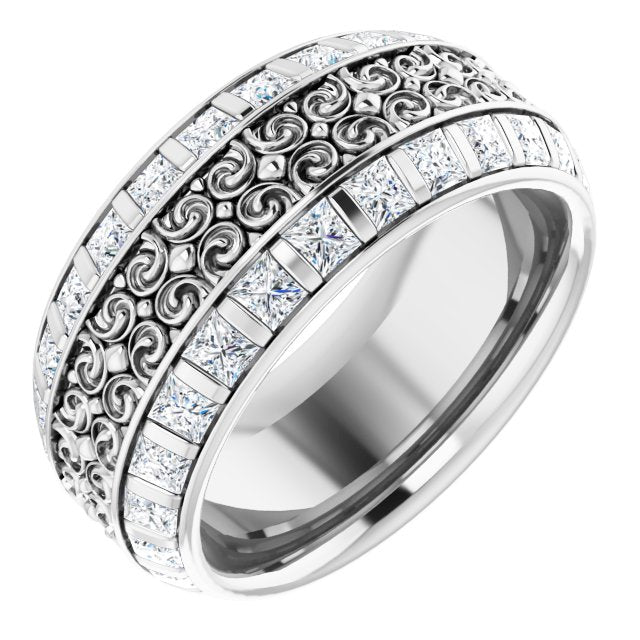 3.12 ct. Princess Diamond Eternity Band Vintage Inspired Ring-VIRABYANI