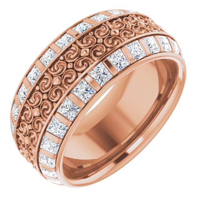 3.12 ct. Princess Diamond Eternity Band Vintage Inspired Ring-VIRABYANI