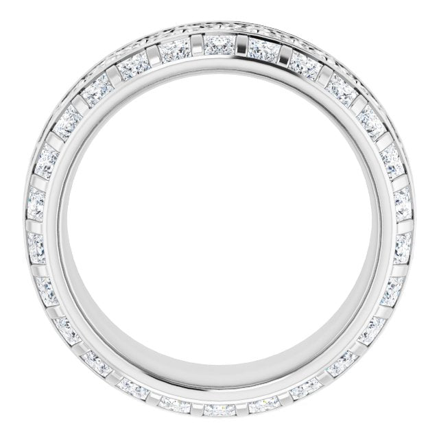3.12 ct. Princess Diamond Eternity Band Vintage Inspired Ring-VIRABYANI