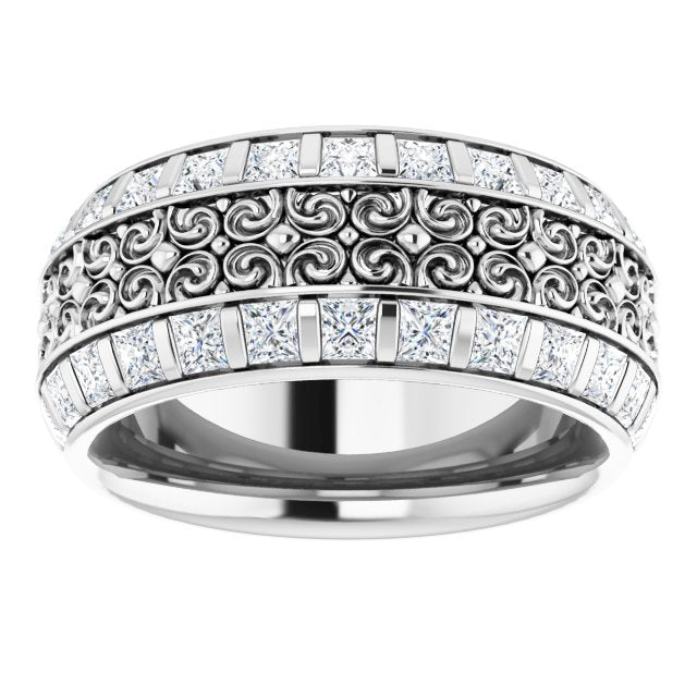 3.12 ct. Princess Diamond Eternity Band Vintage Inspired Ring-VIRABYANI