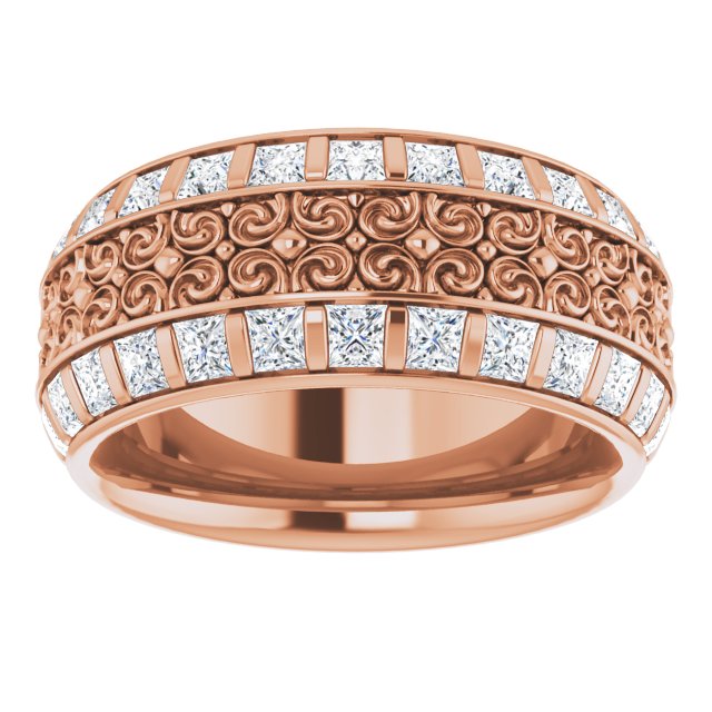 3.12 ct. Princess Diamond Eternity Band Vintage Inspired Ring-VIRABYANI
