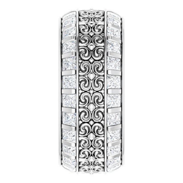 3.12 ct. Princess Diamond Eternity Band Vintage Inspired Ring-VIRABYANI