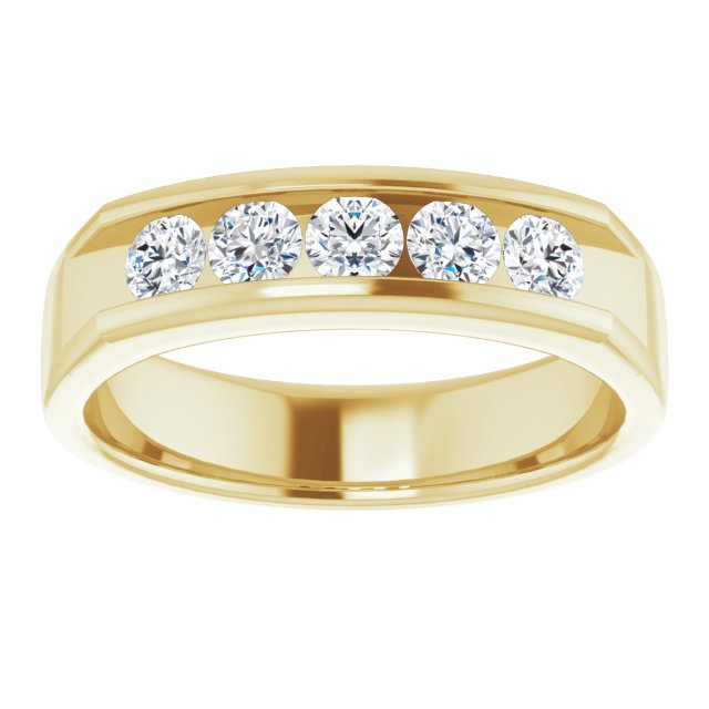 0.85 ctw Channel Set Round Diamond Men's Ring-in 14K/18K White, Yellow, Rose Gold and Platinum - Christmas Jewelry Gift -VIRABYANI