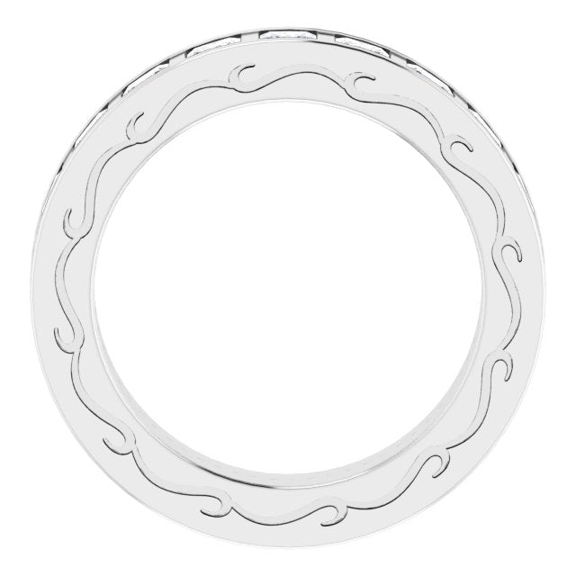 3.78 ct. Princess Diamond Eternity Band Filigree Accent Ring-VIRABYANI