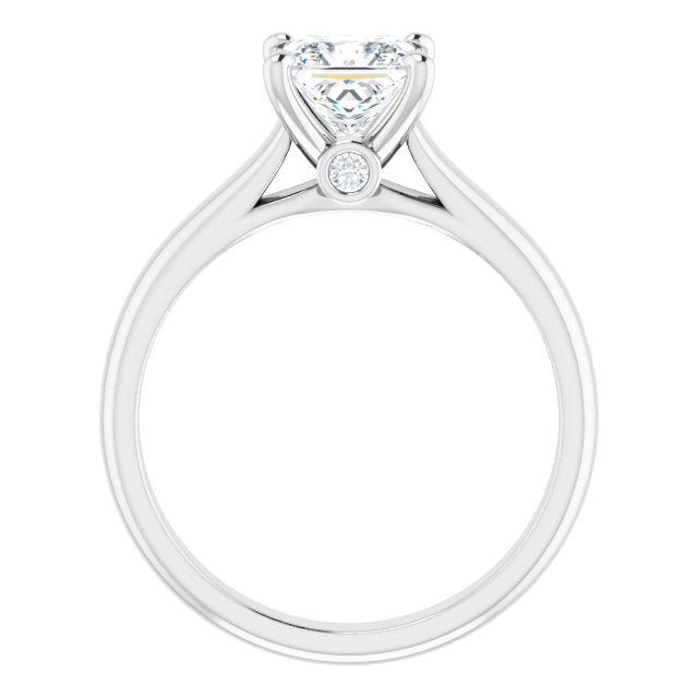 Hidden Side Diamond Cathedral Style Solitaire Engagement Ring-in 14K/18K White, Yellow, Rose Gold and Platinum - Christmas Jewelry Gift -VIRABYANI