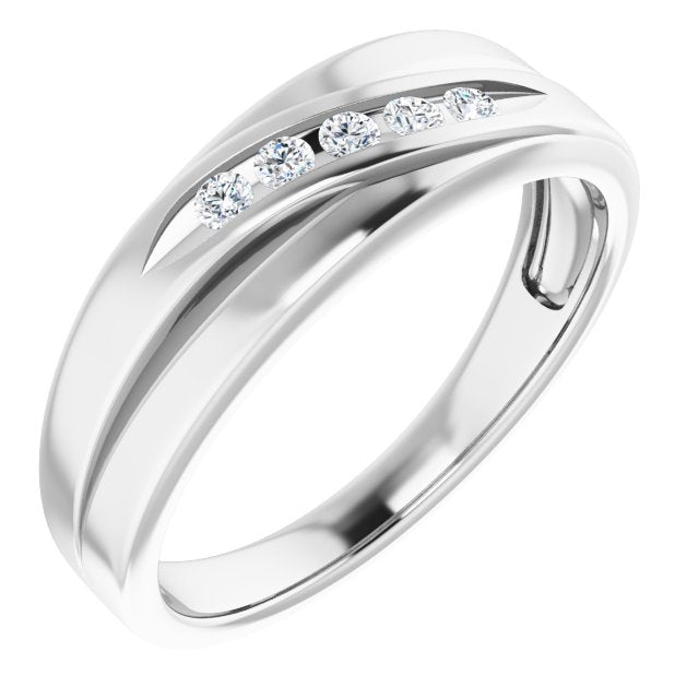 5 Stone Channel Set Diamond Men's Ring-VIRABYANI