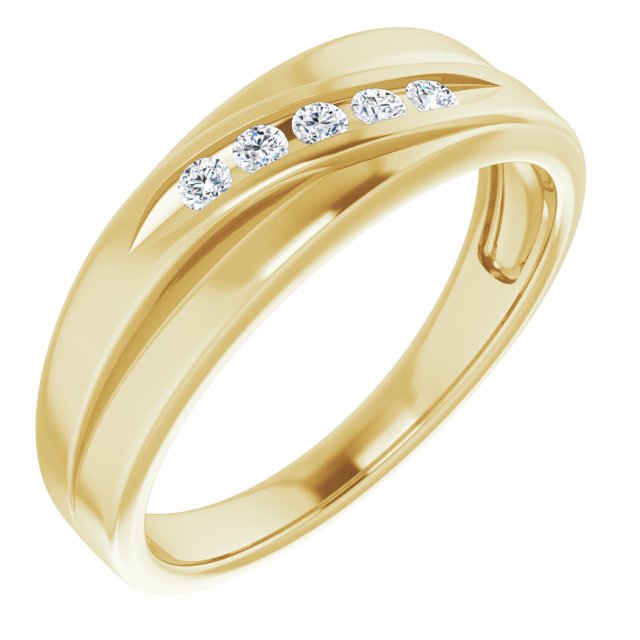 5 Stone Channel Set Diamond Men's Ring-in 14K/18K White, Yellow, Rose Gold and Platinum - Christmas Jewelry Gift -VIRABYANI