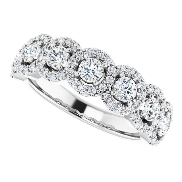 1.00 ct. Round Cut Diamond Halo Design Wedding Band-VIRABYANI