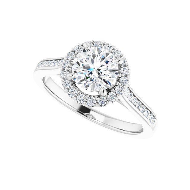 0.37 ctw Side Diamond Round Cut Halo Engagement Ring-in 14K/18K White, Yellow, Rose Gold and Platinum - Christmas Jewelry Gift -VIRABYANI