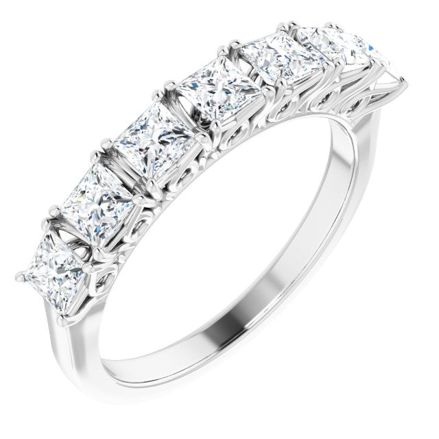 1.26 ct. Princess Cut Diamond Wedding Band 7 Stone Anniversary Ring-VIRABYANI