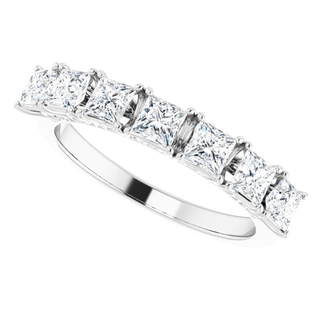 1.26 ct. Princess Cut Diamond Wedding Band 7 Stone Anniversary Ring-VIRABYANI