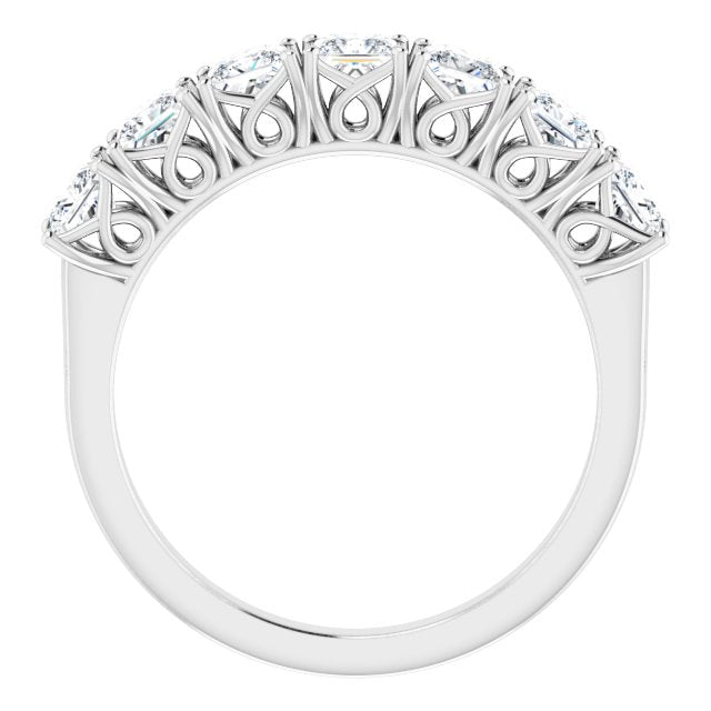 1.26 ct. Princess Cut Diamond Wedding Band 7 Stone Anniversary Ring-VIRABYANI