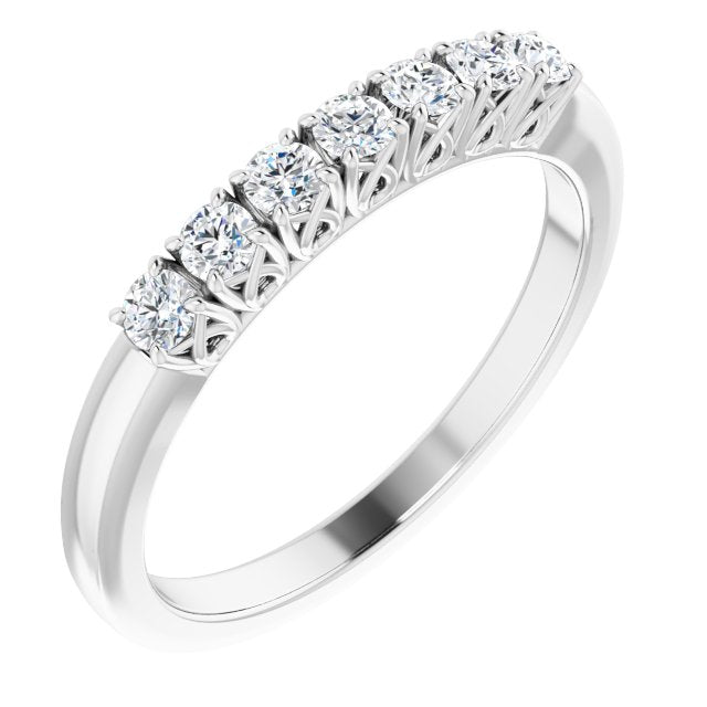 0.30 ct. Round Diamond Wedding Band Seven Stone Anniversary Ring-VIRABYANI