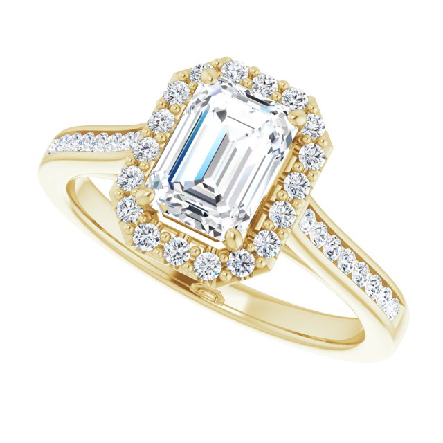 Emerald Cut Diamond Halo Engagement Ring-VIRABYANI