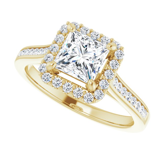 Princess Diamond Halo Engagement Ring-VIRABYANI