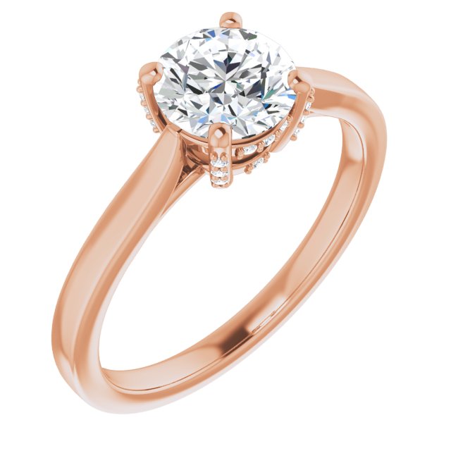 0.05 ctw Side Diamond Round Cut Solitaire Engagement Ring-in 14K/18K White, Yellow, Rose Gold and Platinum - Christmas Jewelry Gift -VIRABYANI