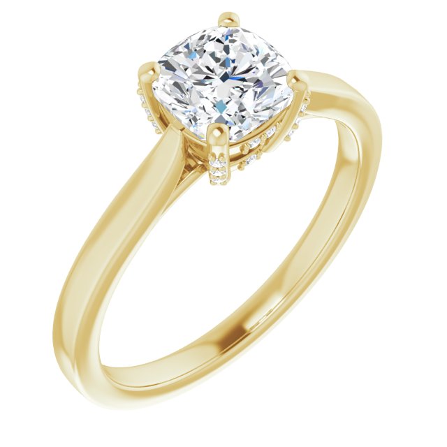 Side Accent Diamond Solitaire Engagement Ring-in 14K/18K White, Yellow, Rose Gold and Platinum - Christmas Jewelry Gift -VIRABYANI
