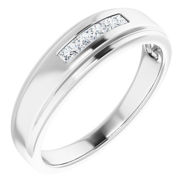Five Stone Channel set Princess Diamond Men's Ring-VIRABYANI