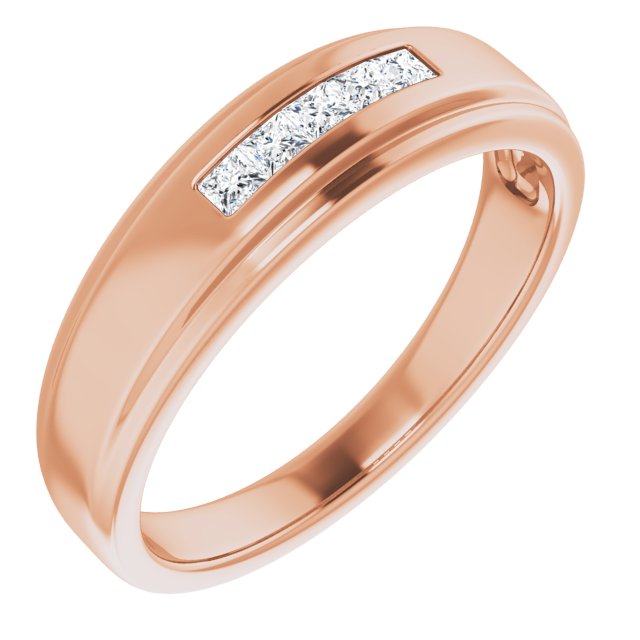 0.30 ctw Channel set Princess Diamond Men's Ring-in 14K/18K White, Yellow, Rose Gold and Platinum - Christmas Jewelry Gift -VIRABYANI