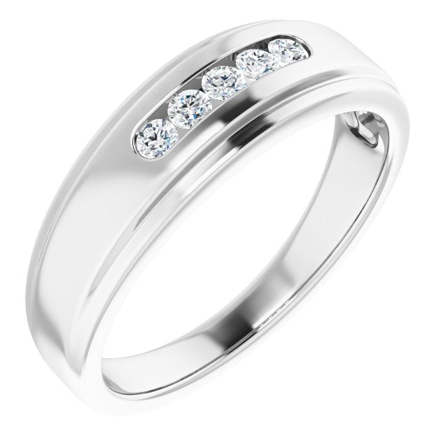 0.25 ctw Channel Set Round Diamond Men's Ring-VIRABYANI