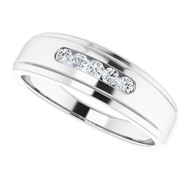 0.25 ctw Channel Set Round Diamond Men's Ring-VIRABYANI