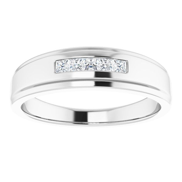 Five Stone Channel set Princess Diamond Men's Ring-VIRABYANI