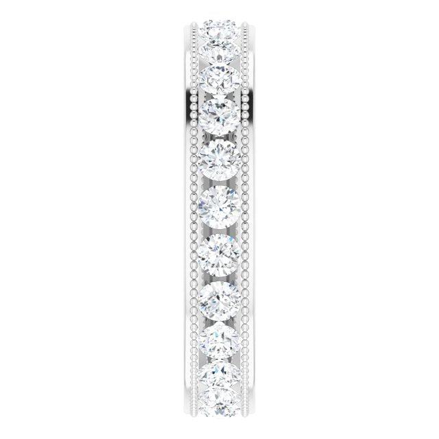 1.50 ct. Round Diamond Eternity Band Milgrain Accent Ring-VIRABYANI