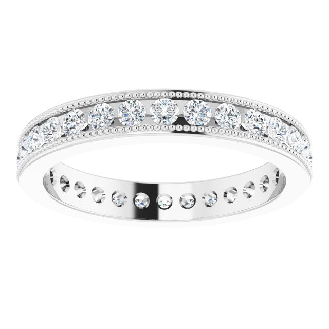 0.90 ct. Round Diamond Eternity Band MIlgrain Accent Ring-VIRABYANI