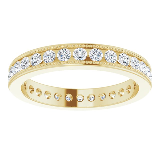 0.90 ct. Round Diamond Eternity Band MIlgrain Accent Ring-VIRABYANI