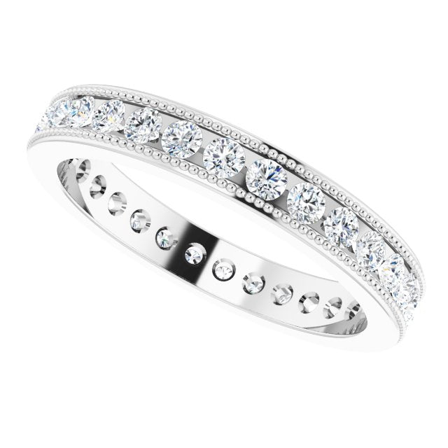 0.90 ct. Round Diamond Eternity Band MIlgrain Accent Ring-VIRABYANI