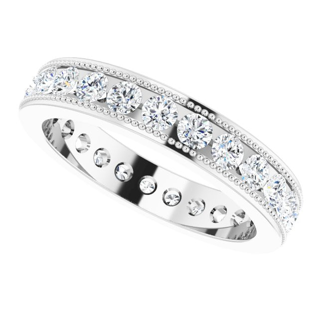 1.50 ct. Round Diamond Eternity Band Milgrain Accent Ring-VIRABYANI
