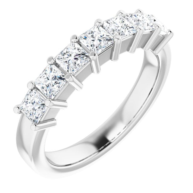 1.26 ct. Princess Cut Diamond Wedding Band 7 Stone Anniversary Ring-VIRABYANI